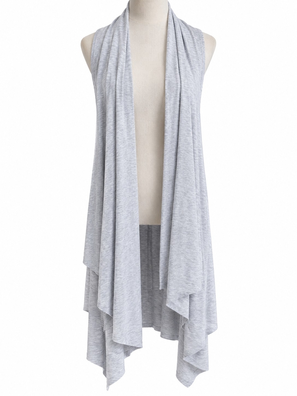 Blush Women’s L Gray Waterfall Draped Long Vest Asymmetrical Made USA
